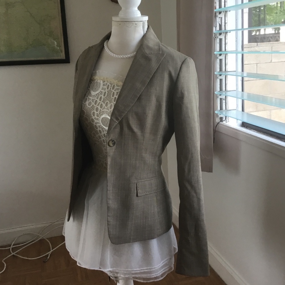 Elie Tahari wool-blend plaid blazer